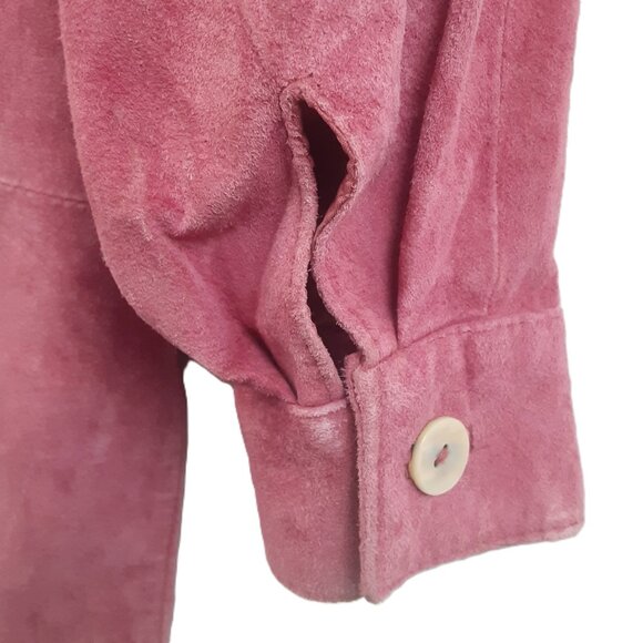 Apart Womans Jacket MED 100% Pig Suede Mauve Button Closure Long Sleeve Lined - Picture 9 of 10